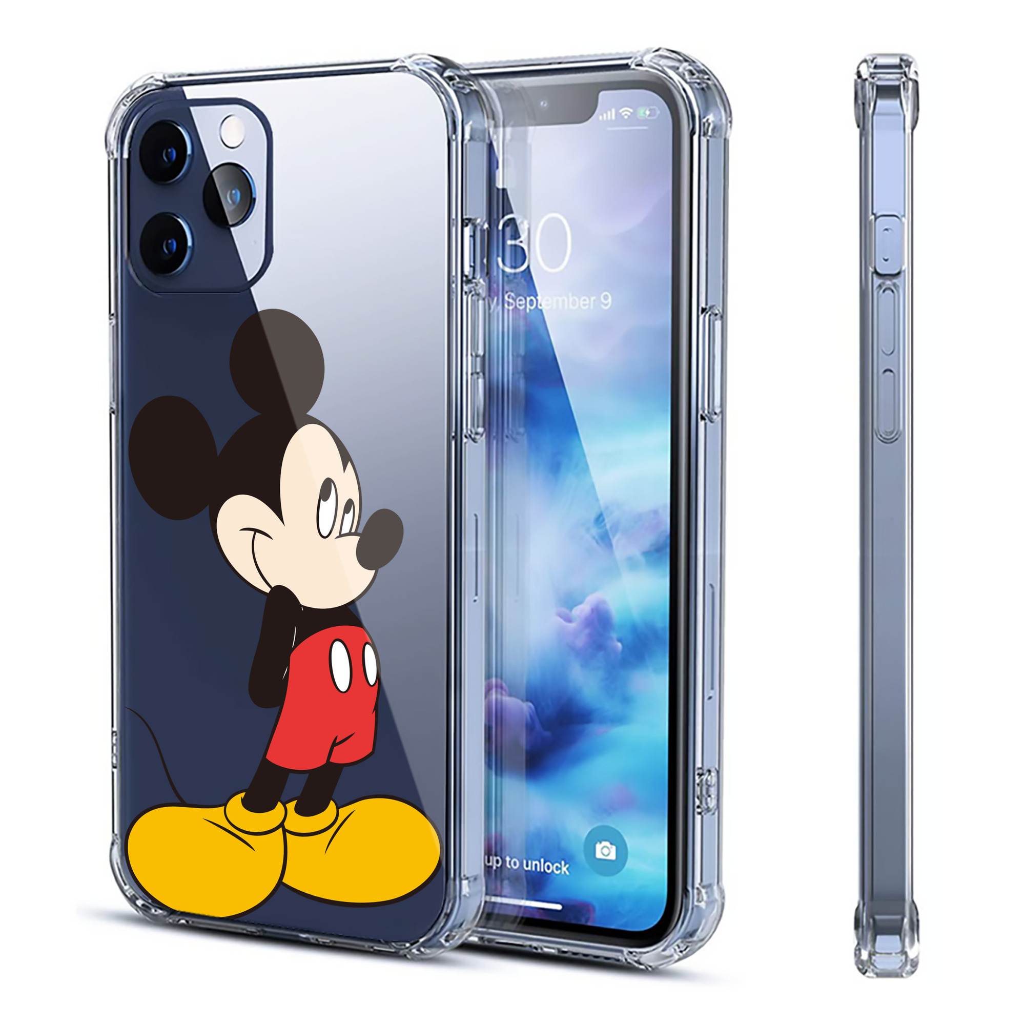 （画像用） ミッキーマウス Mickey Mouse 【iPhone 12シリーズ対応】透明スマホケース（クリアソフトケース）